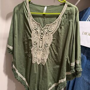 Passport Olive Embroidered Blouse